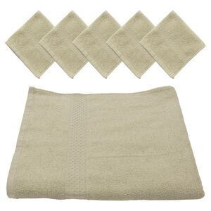 Gold Coast Classic Combed Cotton Bath Sheet with 5 Washcloths in Woodland Green